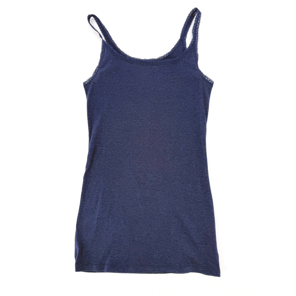 Vintage Y2K Old Navy Tank Top Shirt‎ Lace Trim Scoop Long Size Small